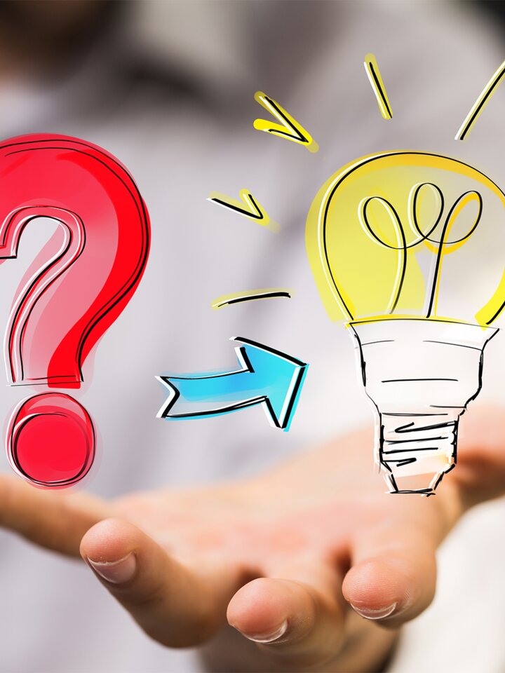 Fragezeichen Pfeil zu Idee