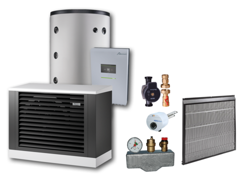 MOZART PUR Wärmepumpen-Komplettsystem von bösch mit Speicher und Zubehör – effiziente Lösung für Heizung und Warmwasser.