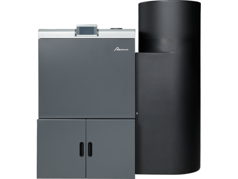 Vorderseite der Pellets-Heizzentrale PEO von bösch