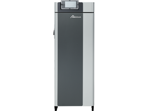 Vorderseite der Stückholz-Heizzentrale LEO von bösch