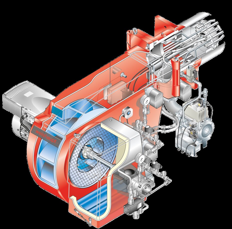 Weishaupt Industriebrenner Aufbau und Nummerierung für Bestandteile